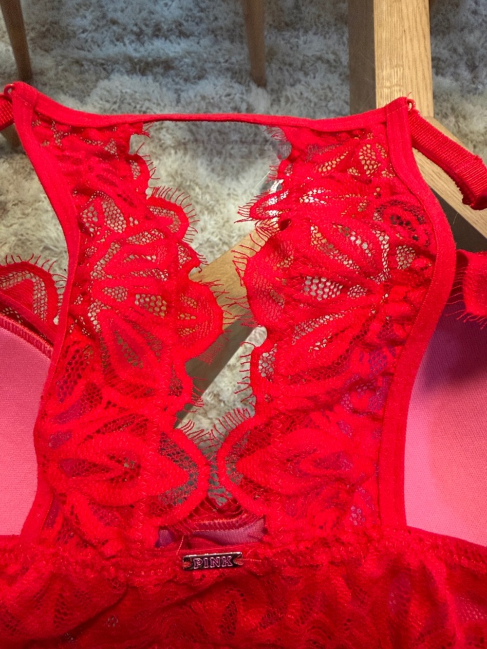 PINK Victoria's Secret Red Lace Bralette - Picture 4 of 8